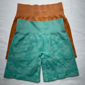 NVGTN Seamless Womens Workout Shorts 2-Pack Orange & Green Camo Medium